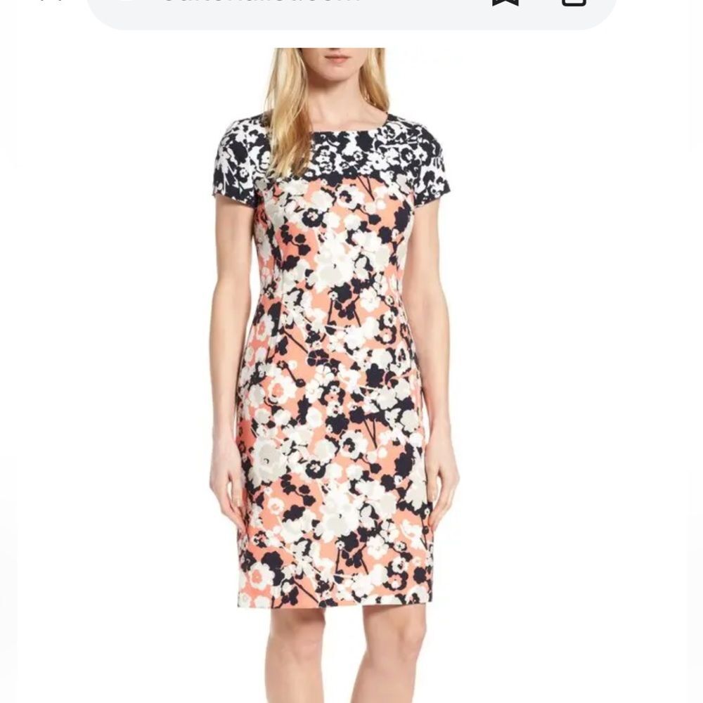 BOSS Women Donisa Floral-print Sheath Dress in White/Multi -‎ Size 6